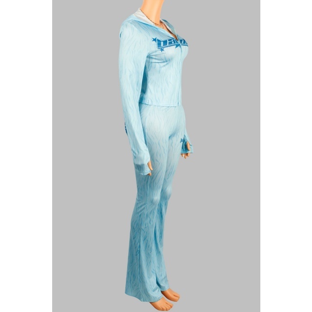 Baddie Printed Hooded Two Pieces Pant Set