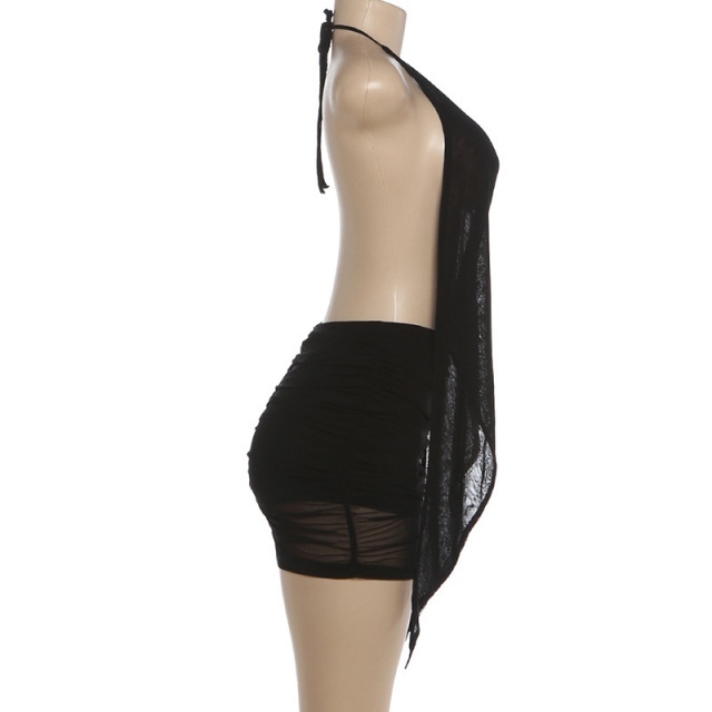 Deep V Neck Sleeveless Backless Mini Dress