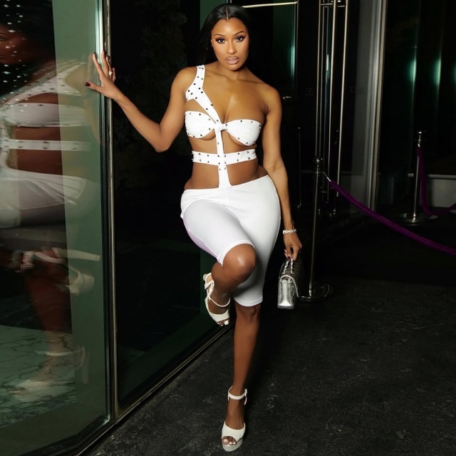 Riveting Cut Out Tiight Romper