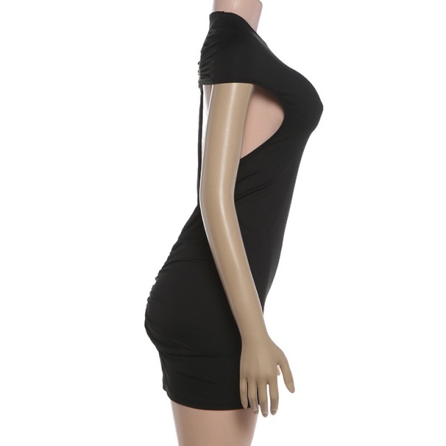 Short Sleeve Cut Out Back Bodycon Dress