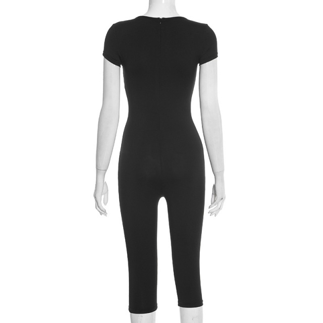 Solid Color U Neckline Skinny Romper