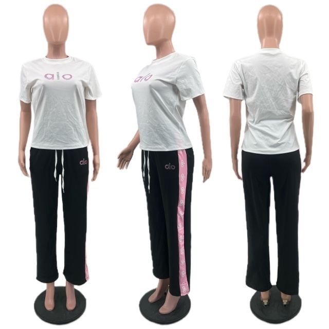 Rhinestones Fashion Women Short Sleeve Casual Tracksuit