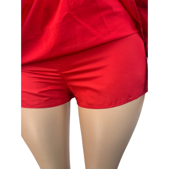 Colorblock Zipper Up Jacket Side Ruched Skirt Short Set