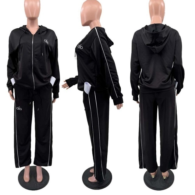 Fashion Embroidery Women Hooded Casual Tracksuit Set