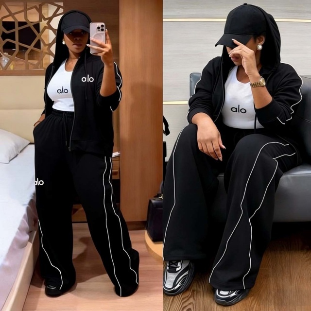 Fashion Embroidery Women Hooded Casual Tracksuit Set