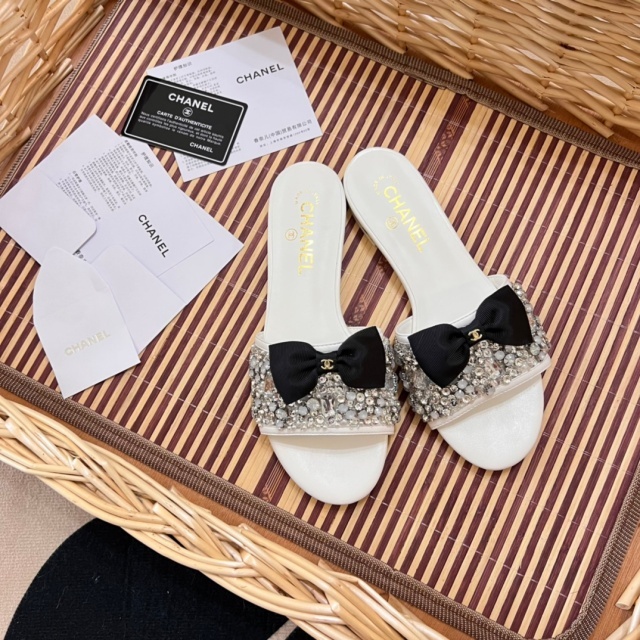 Fashion Bowknot Rhinestones Flat Slides