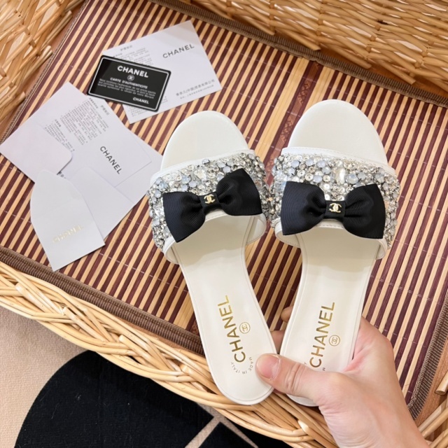 Fashion Bowknot Rhinestones Flat Slides