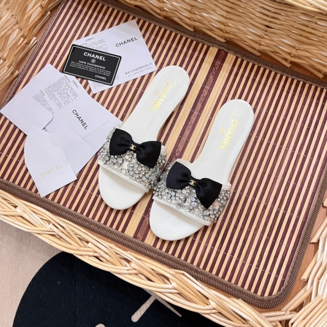 Fashion Bowknot Rhinestones Flat Slides