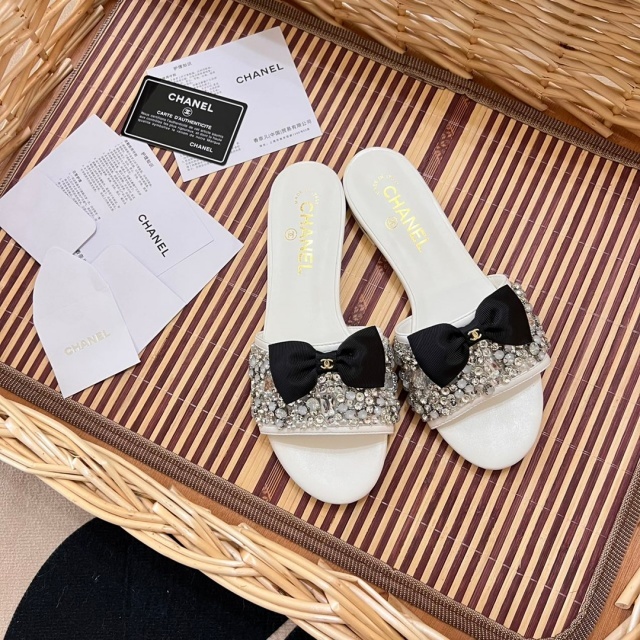 Fashion Bowknot Rhinestones Flat Slides