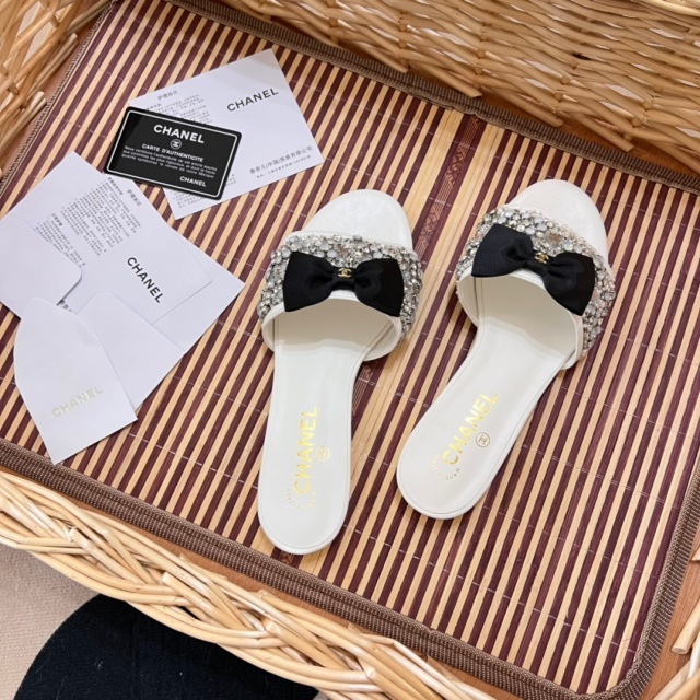 Fashion Bowknot Rhinestones Flat Slides