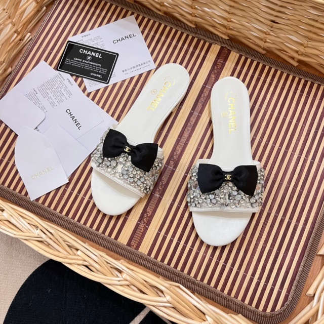 Fashion Bowknot Rhinestones Flat Slides