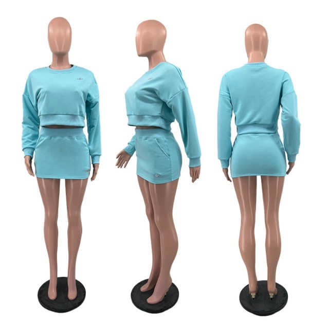 Fashion Sport Sweatshirt Top Skirt Set