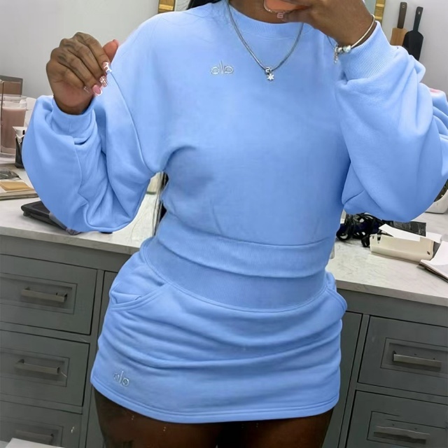 Fashion Sport Sweatshirt Top Skirt Set
