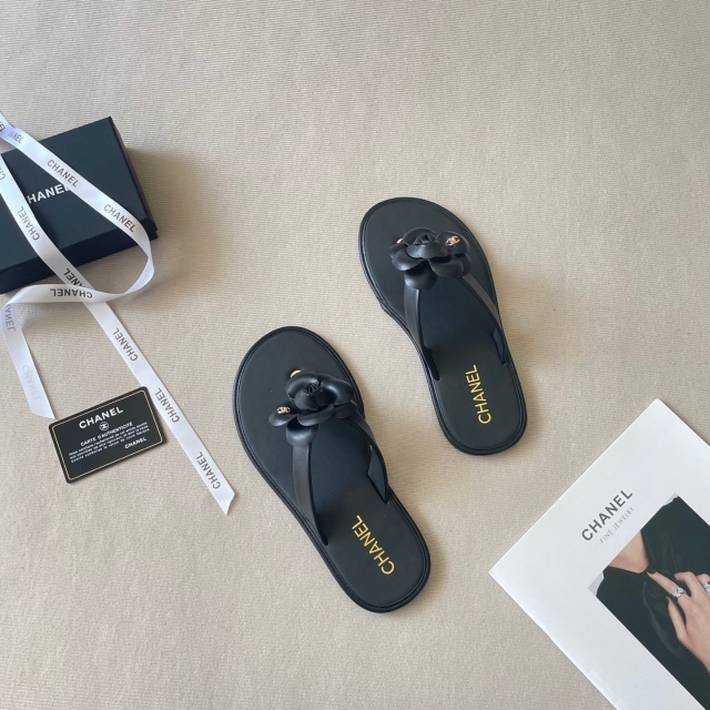 Luxury Fashion Camellia Women Flip Flops