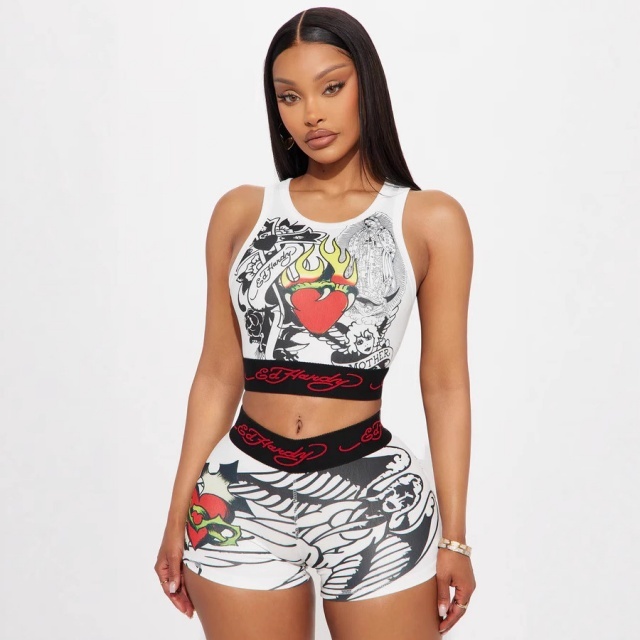 Printed Sleeveless Tank Top Mini Short Set