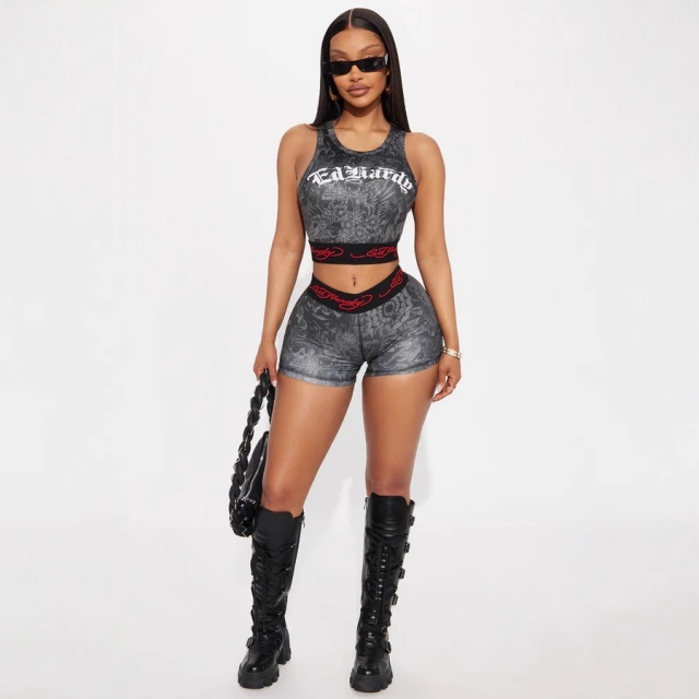 Printed Sleeveless Tank Top Mini Short Set