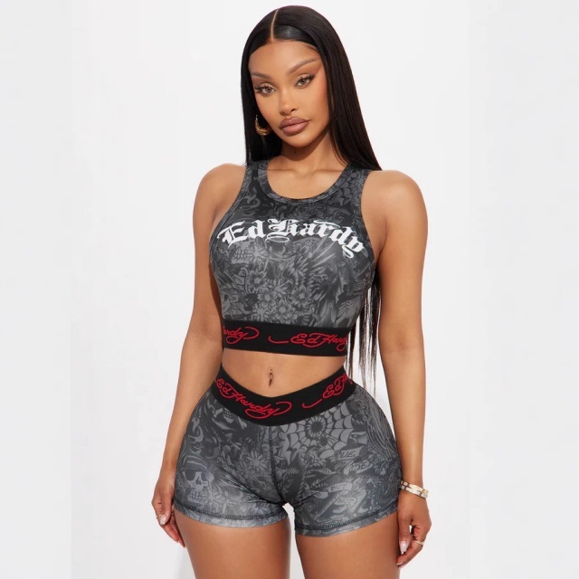 Printed Sleeveless Tank Top Mini Short Set