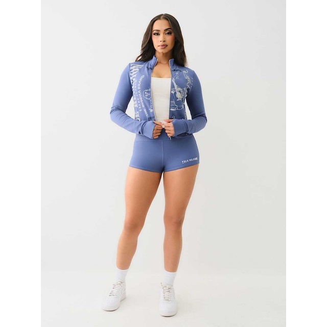 Zipper Up Slim Fit Two Pieces Short Set