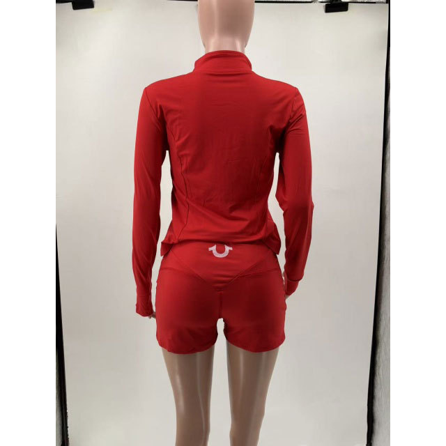 Zipper Up Slim Fit Two Pieces Short Set