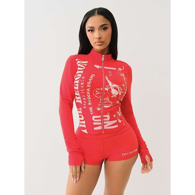 Zipper Up Slim Fit Two Pieces Short Set