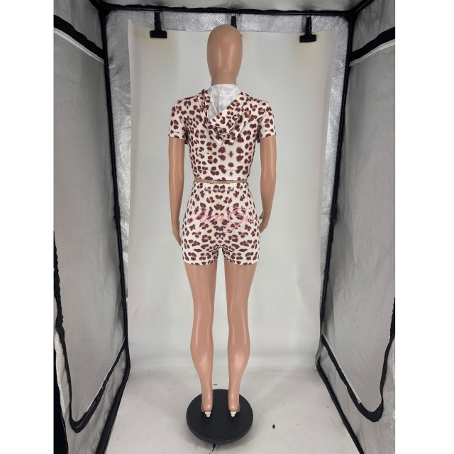 Printed Short Sleeve Hooded Top Short Set