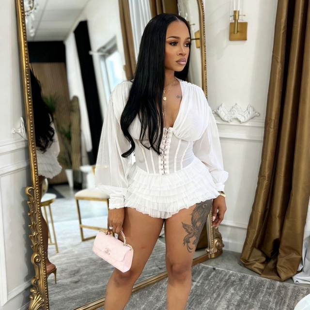 Sheer Mesh Corset Ruched Romper