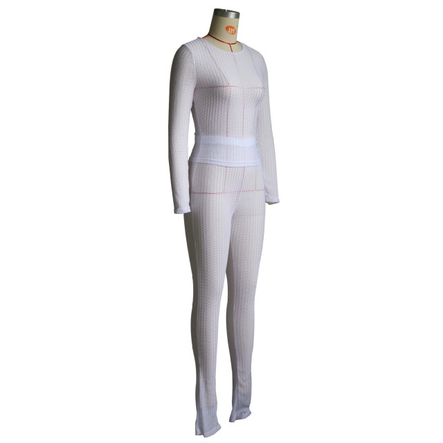 Solid Color See Through Slim Fit Pant Set