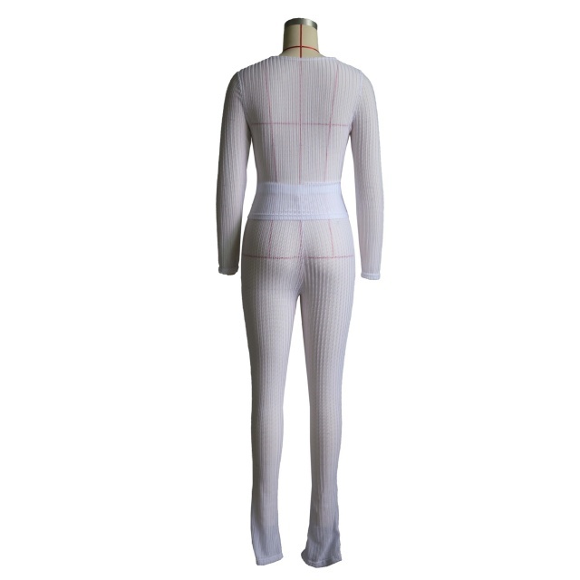 Solid Color See Through Slim Fit Pant Set