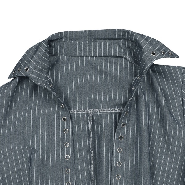 Striped Printed Laced Up Blouse Shirt Short Set