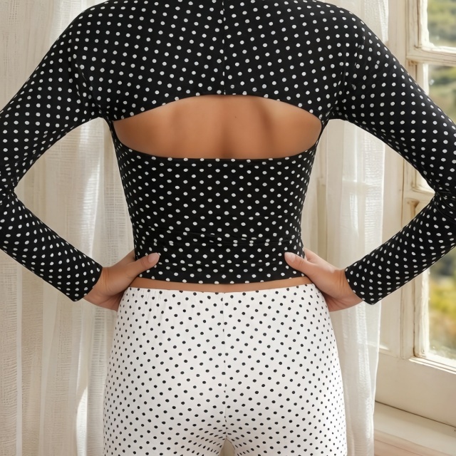 Retro Color-blocked Polka Dot Shorts Set