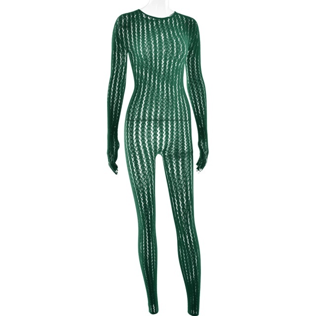 See Through Striped Jacquard  Lingerie Jumpsuit