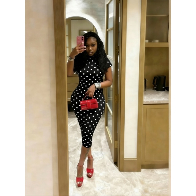 Polka Dot Print Halter Neck Slim-fit Jumpsuit