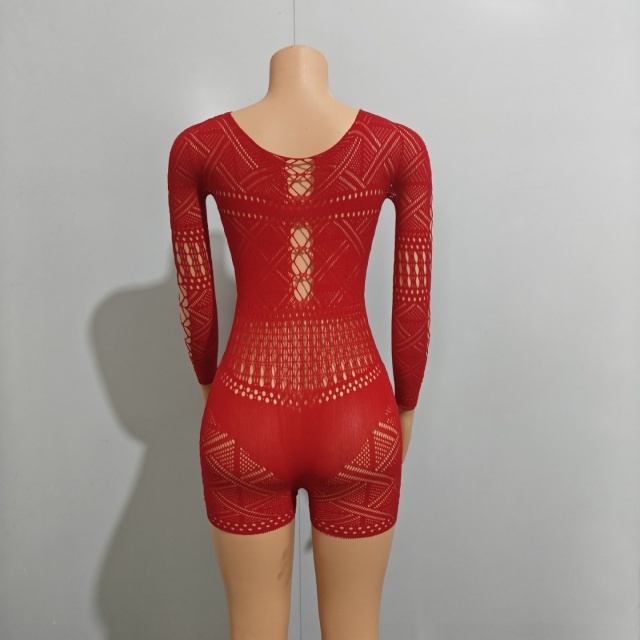 Hollow Out Sheer Lace Lingerie Romper