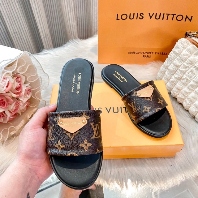 Luxury Fashion Leather Printed Women Casual Slides