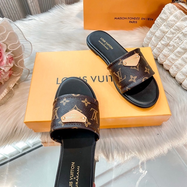 Luxury Fashion Leather Printed Women Casual Slides