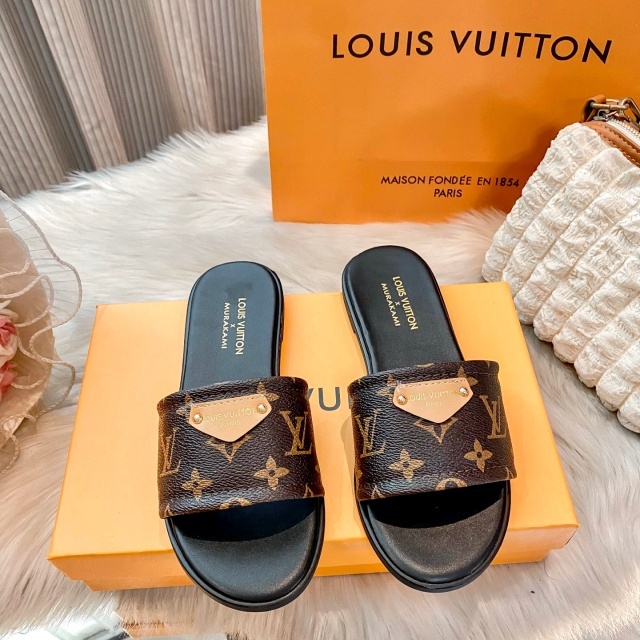 Luxury Fashion Leather Printed Women Casual Slides