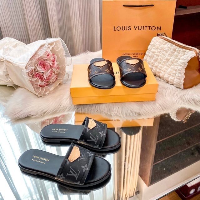 Luxury Fashion Leather Printed Women Casual Slides