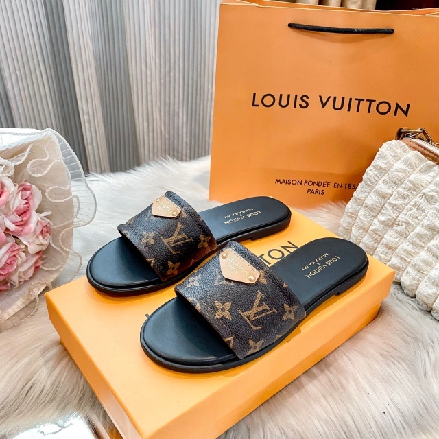 Luxury Fashion Leather Printed Women Casual Slides