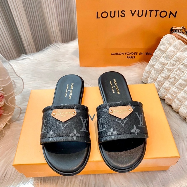 Luxury Fashion Leather Printed Women Casual Slides