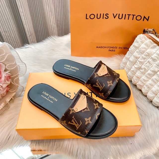Luxury Fashion Leather Printed Women Casual Slides
