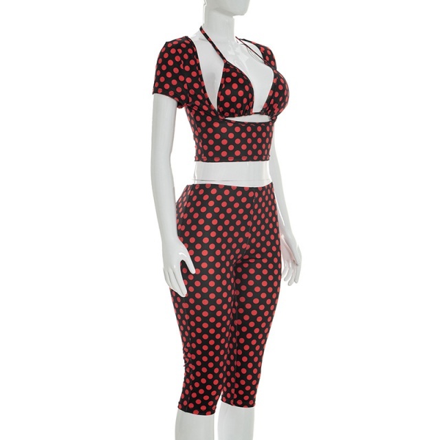 Polka Dot Printed 3 Pieces Suit Set