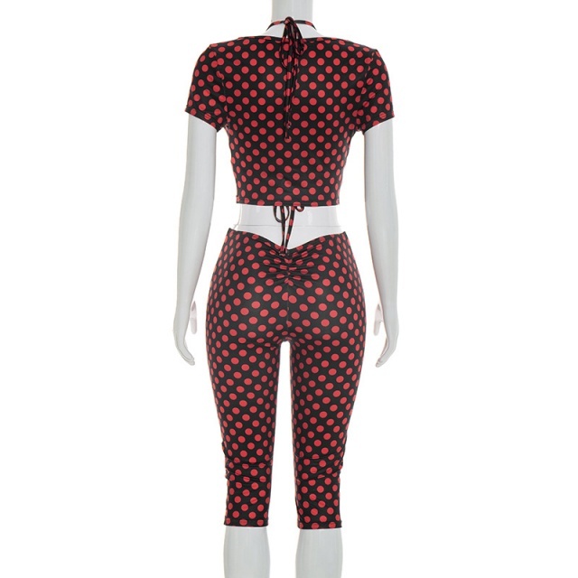 Polka Dot Printed 3 Pieces Suit Set