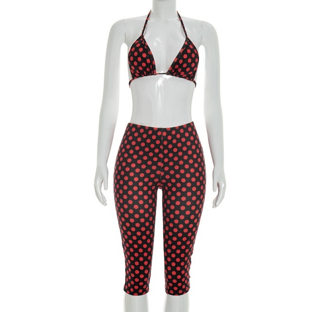 Polka Dot Printed 3 Pieces Suit Set