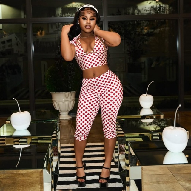 Polka Dot Printed 3 Pieces Suit Set