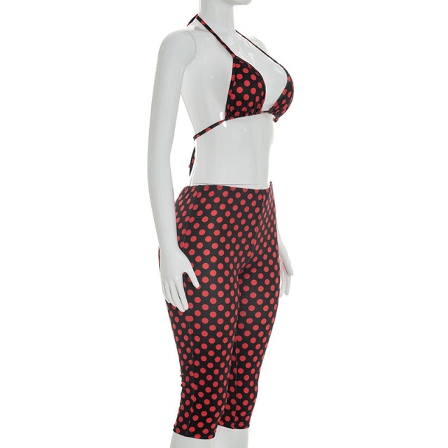 Polka Dot Printed 3 Pieces Suit Set