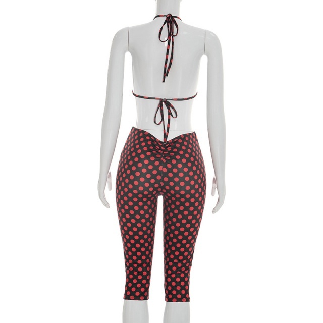 Polka Dot Printed 3 Pieces Suit Set