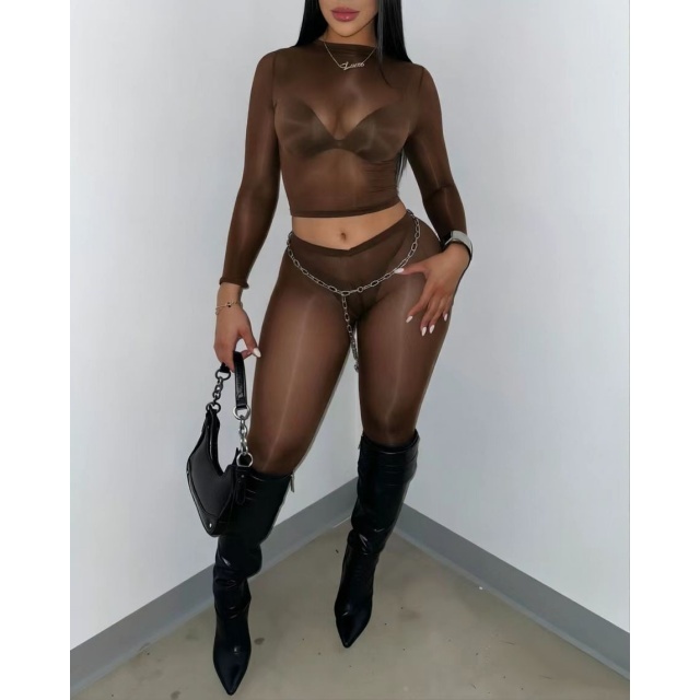 Sheer Mesh Tight Stocking Two Pieces Set