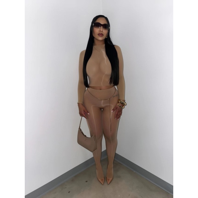 Sheer Mesh Tight Stocking Two Pieces Set