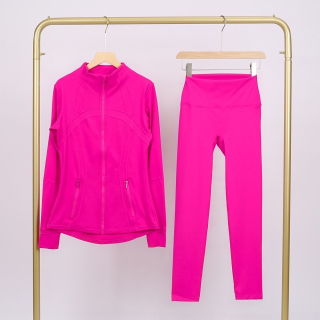 Solid Color Zipper Up Yoga Pant Set (come with logo and tag )