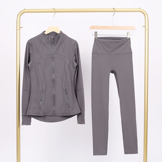 Solid Color Zipper Up Yoga Pant Set (come with logo and tag )
